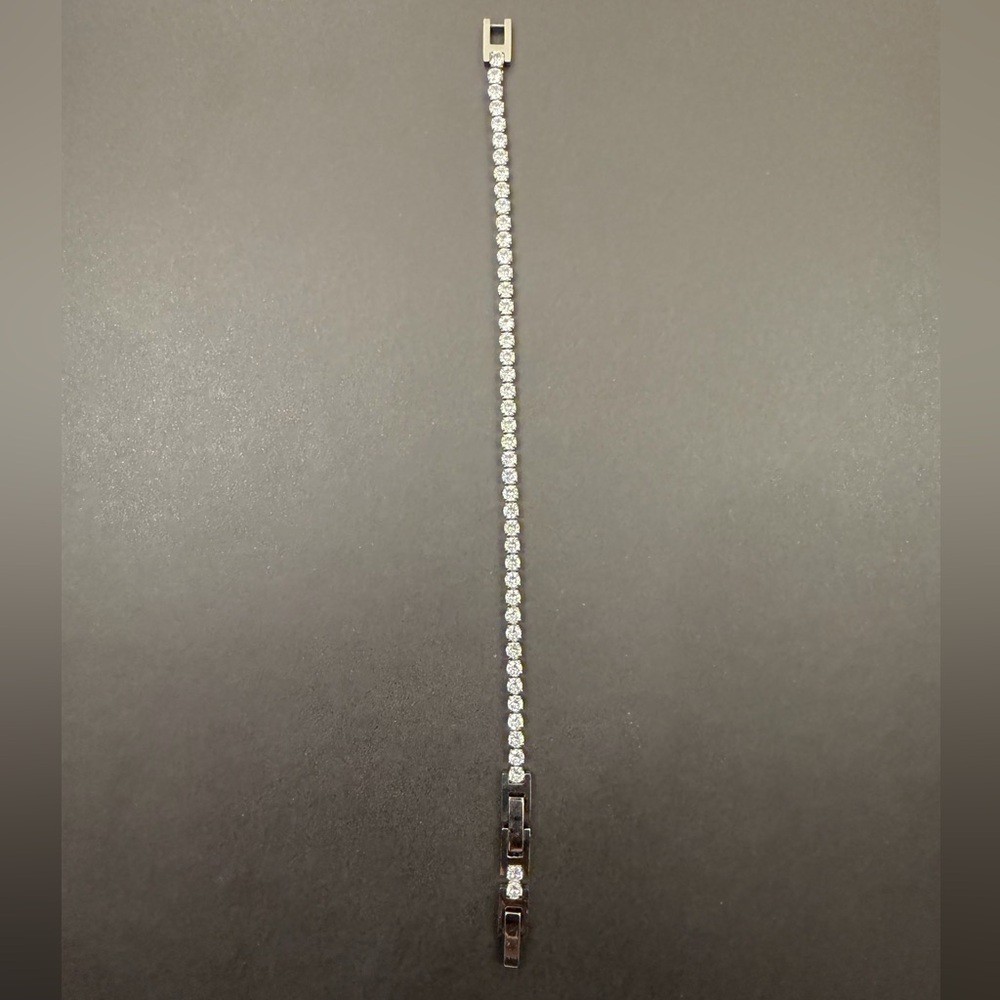 Silver Tone Tennis Bracelet – Stainless Steel & CZ – Classic Sparkle